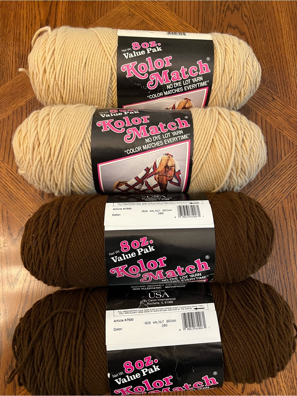 Tan and Brown Yarn 4 8 oz Kolor Match acrylic yarn